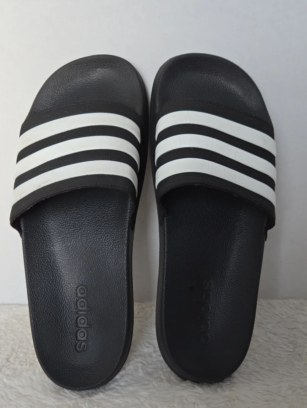 adidas Kids Adilette Shower Slides Black White Size 6